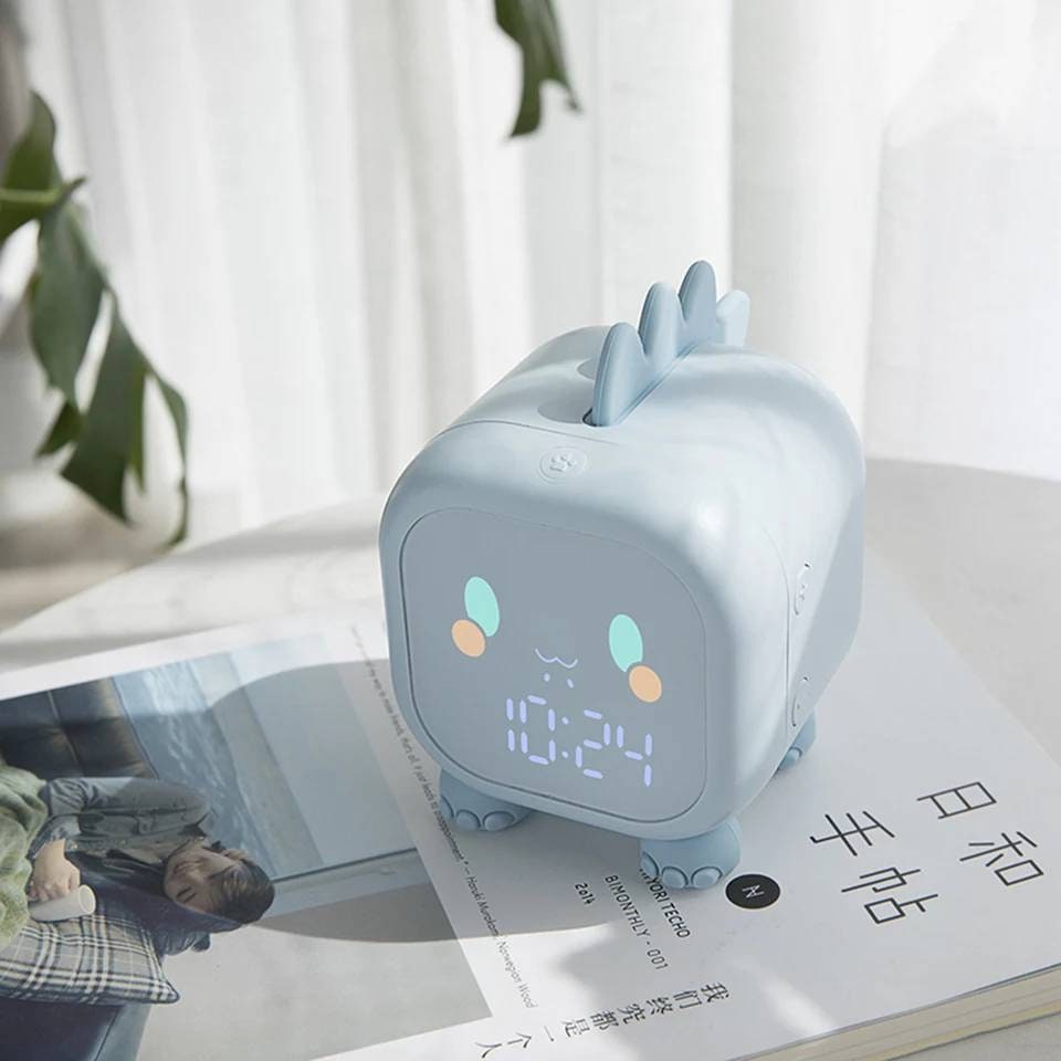 Kids Alarm Clock, Digital Alarm Clock for Kids Bedroom, Cute Dinosaur Alarm Clock Children's Sleep Trainer, Wake Up Light & Night Light