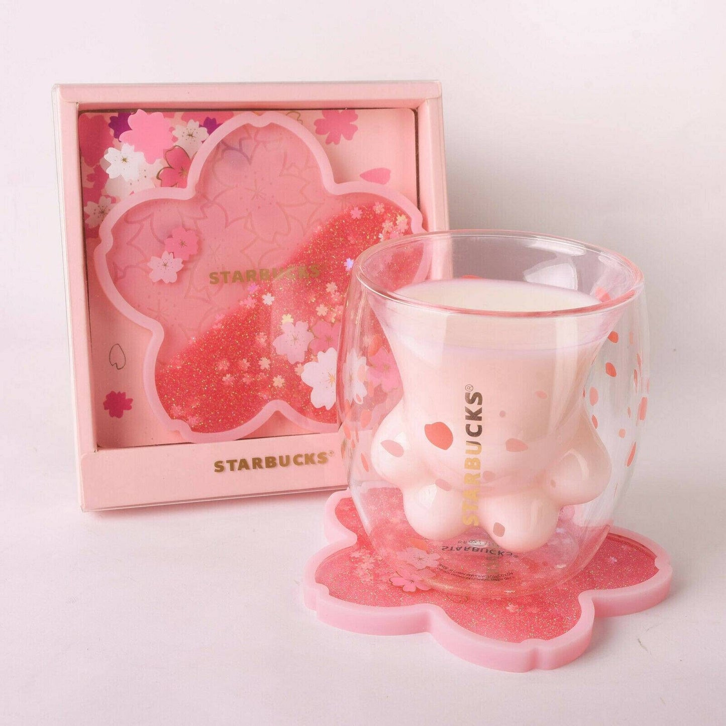 Best seller Starbucks pink Sakura glitter purple Water sand coaster. Trendy gift ideas. Limited Edition. For Sakura lovers