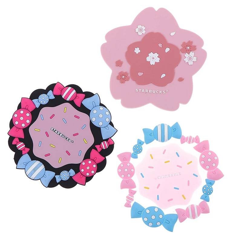 Limited edition Starbucks Cherry Blossom Cup Coasters | Silicone Coasters Pink Sakura Coaster Kawaii Cup Cute Coasters for Desk Drink