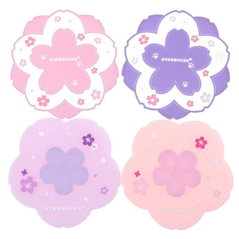 Limited edition Starbucks Cherry Blossom Cup Coasters | Silicone Coasters Pink Sakura Coaster Kawaii Cup Cute Coasters for Desk Drink