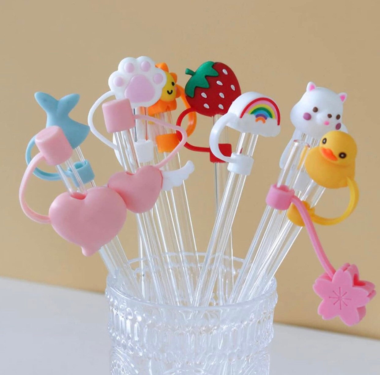 Straw toppers, straw covers, straw charms, tumbler straw protector, nature friendly, anti dust
