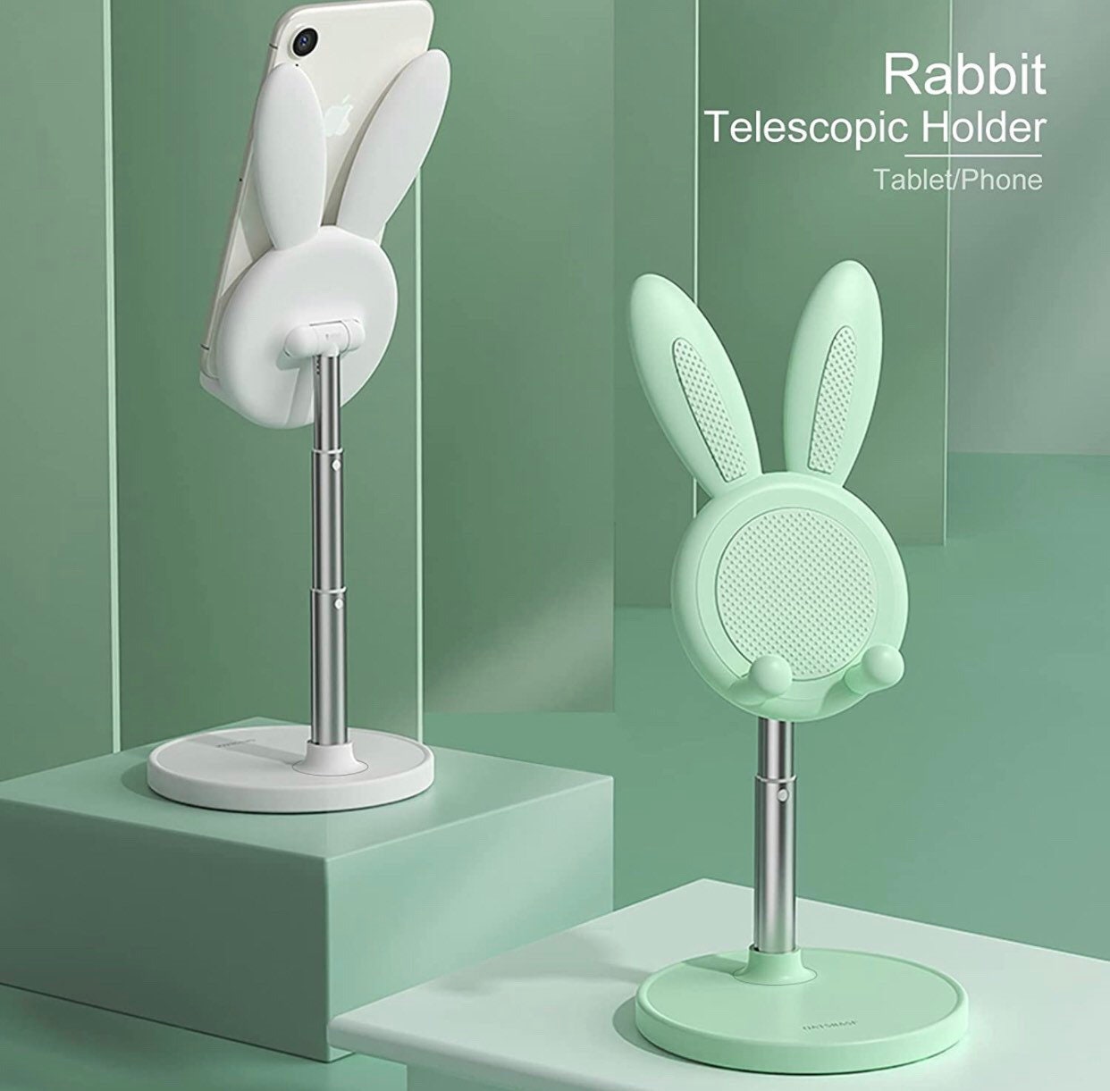Cute Bunny Phone Stand, Quick Installation Angle Height Adjustable Rabbit Phone Stand for Desk, kawaii phone stand