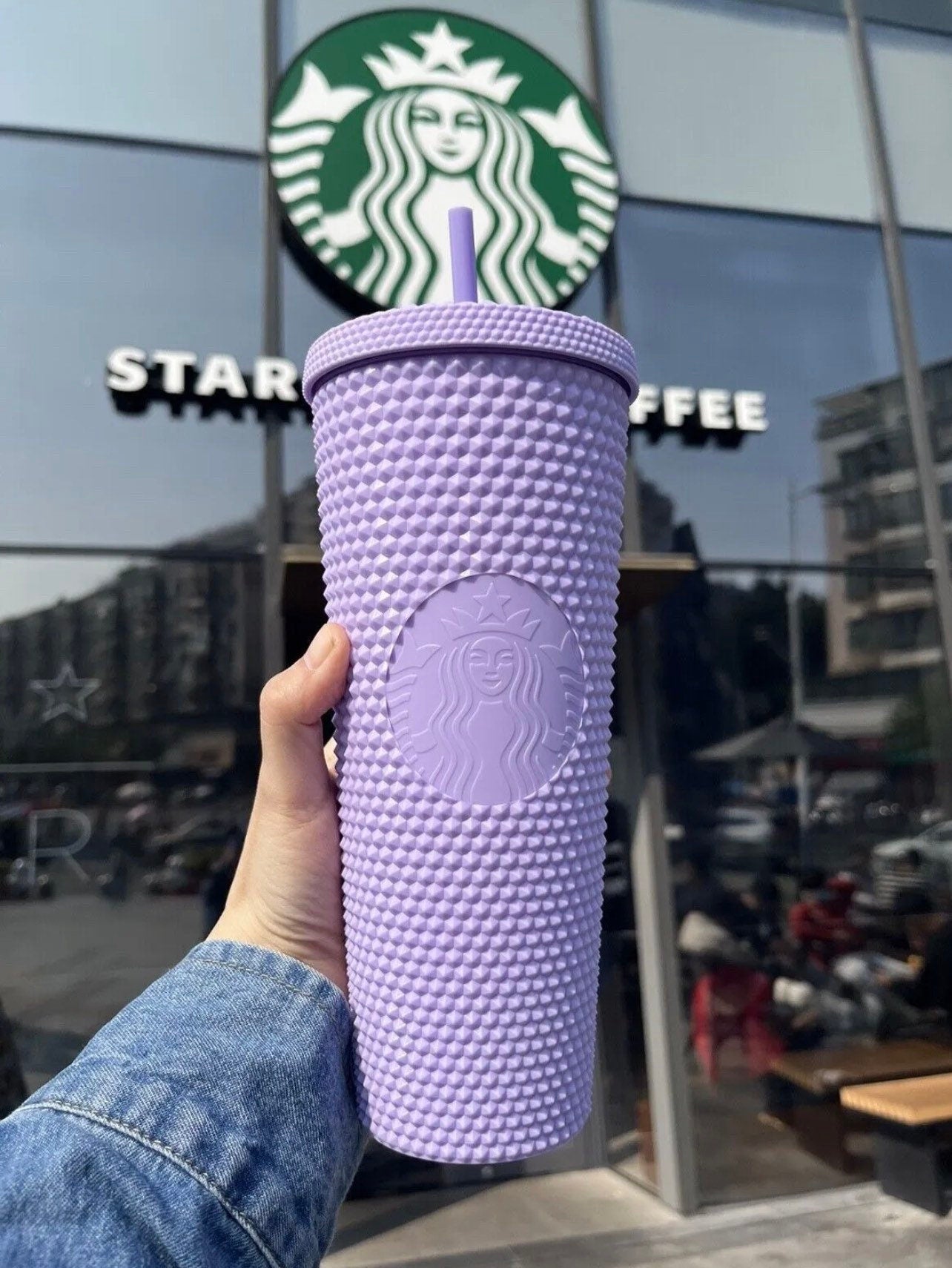 Starbucks 2021 Purple Matte Studded 24oz Straw Cup Tumbler