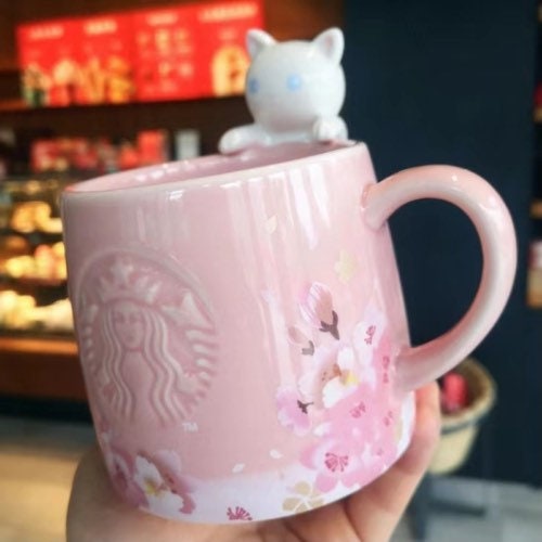 Starbucks Cute Pink Sakura Cat Coffee Mug Cups | New Gift Set