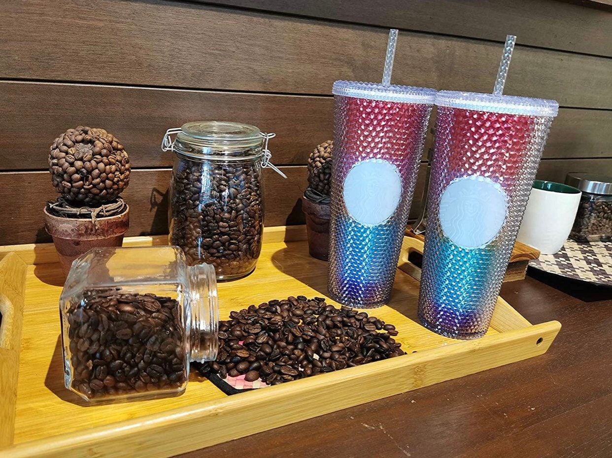 Starbucks 2020 Iridescent Pride Rainbow Studded Clear Bling Cold Cup Tumbler