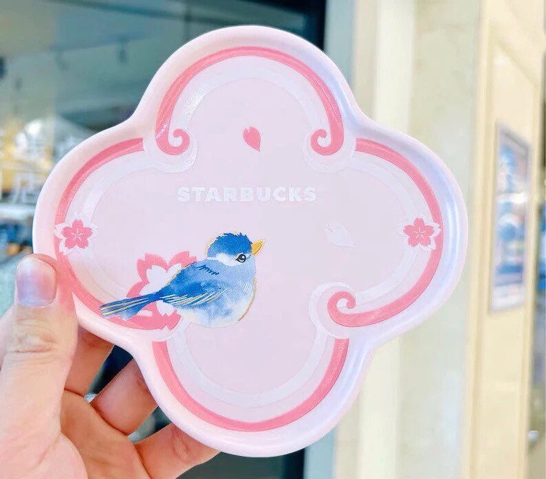 Starbucks 2022 Pink Sakura 12oz Ceramic Cup with Coaster Set . Trendy gift ideas. Limited Edition. For Sakura lovers. Starbucks Collections