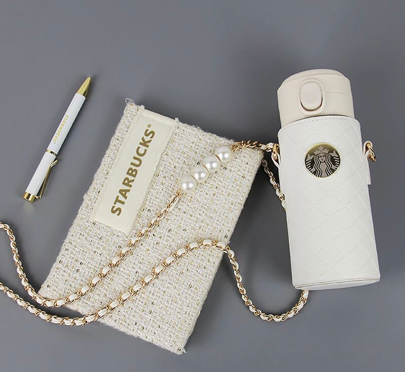 Special Limited Edition 2021 Pure White Vacuum Cup Starbucks SS 12oz Notebook Pen Set Elegant
