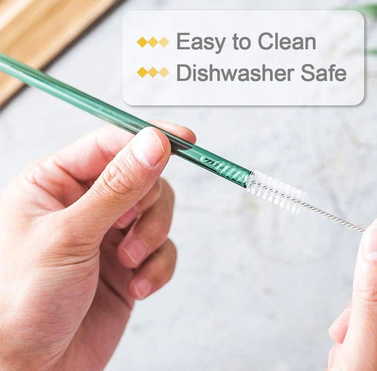 Handmade Reusable Glass Straws, Reusable Bent Glass Drinking Straws with 2 Cleaning Brushes, Reusable Straws for Smoothies, Milkshakes