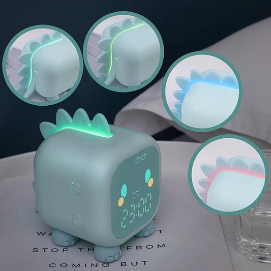 Kids Alarm Clock, Digital Alarm Clock for Kids Bedroom, Cute Dinosaur Alarm Clock Children's Sleep Trainer, Wake Up Light & Night Light