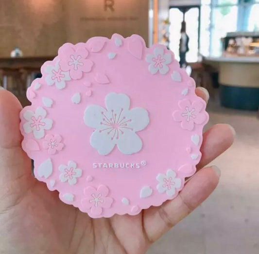 Starbucks Cherry Blossom Cup Coasters | Silicone Coasters Pink Sakura Coaster Kawaii Cup Cute Coasters for Drink Table Decor Coffee Cup Mat