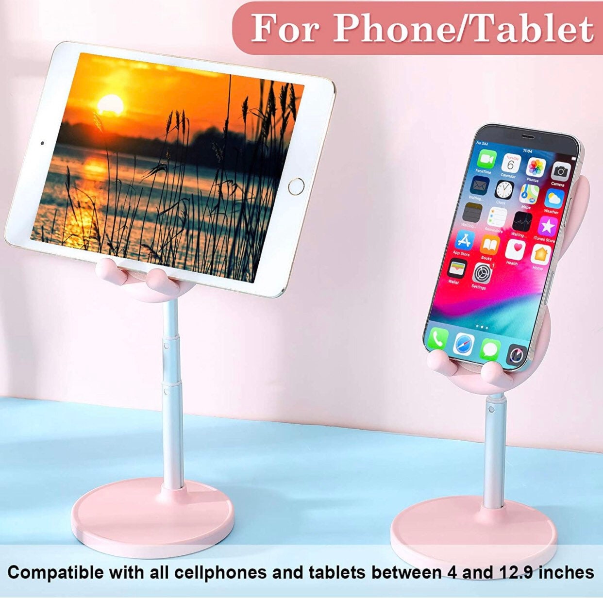 Cute Bunny Phone Stand, Quick Installation Angle Height Adjustable Rabbit Phone Stand for Desk, kawaii phone stand