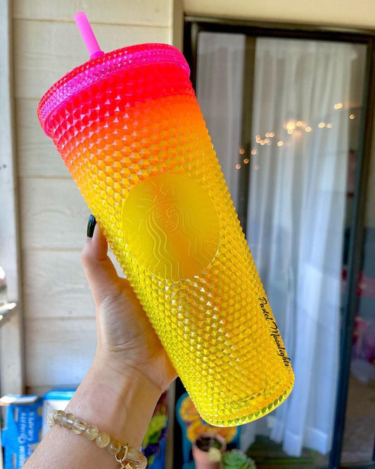 Starbucks Korea 2022 summer Pink Yellow Gradient cup authentic 24 oz tumbler | Purple Oil Slick Cup 24oz