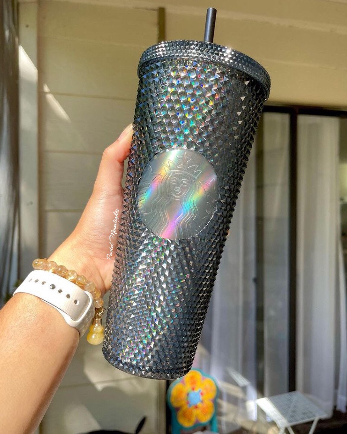 Starbucks Halloween Colorful Black Oil Slick /Glow in the dark Studded Tumbler 2021 Edition 24oz
