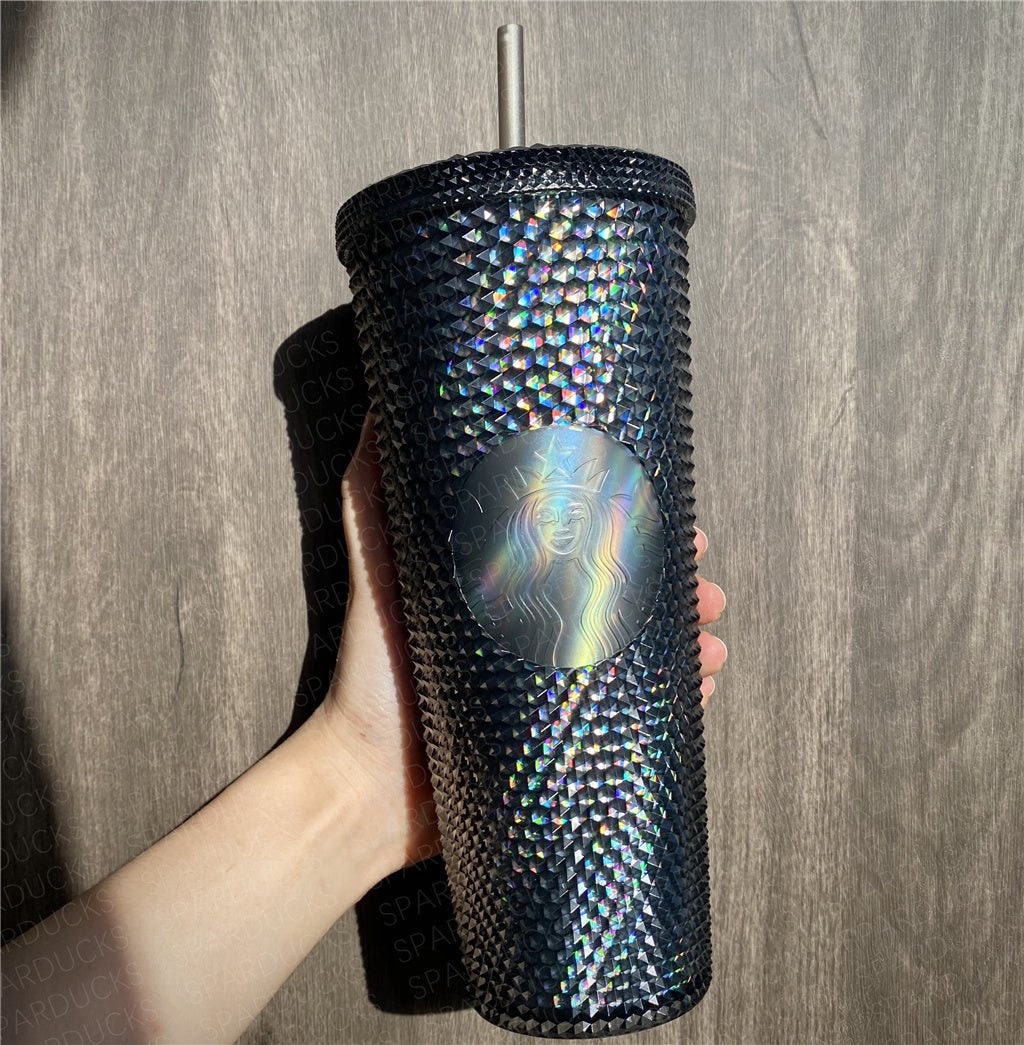 Starbucks Halloween Colorful Black Oil Slick /Glow in the dark Studded Tumbler 2021 Edition 24oz