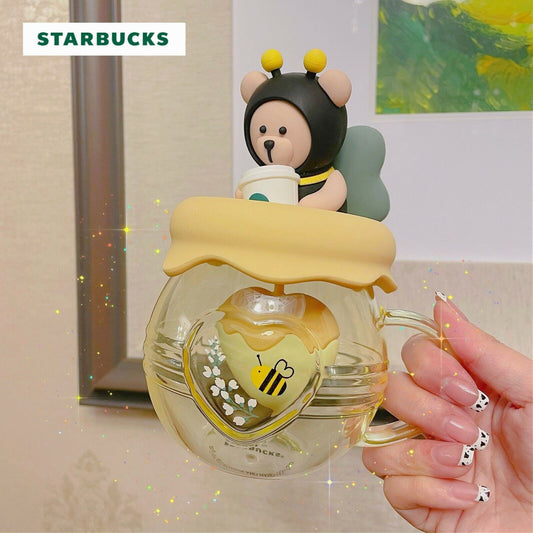 Limited Edition : 2021 Collection Starbucks Valentines Bee Mine - Bearista Honey Bee Tea Infuser Glass Mug 410ml