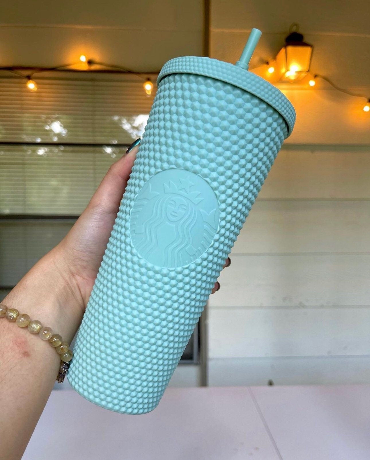 Starbucks US 2021 Matte Mint Green Studded Bling Venti Tumbler 24oz