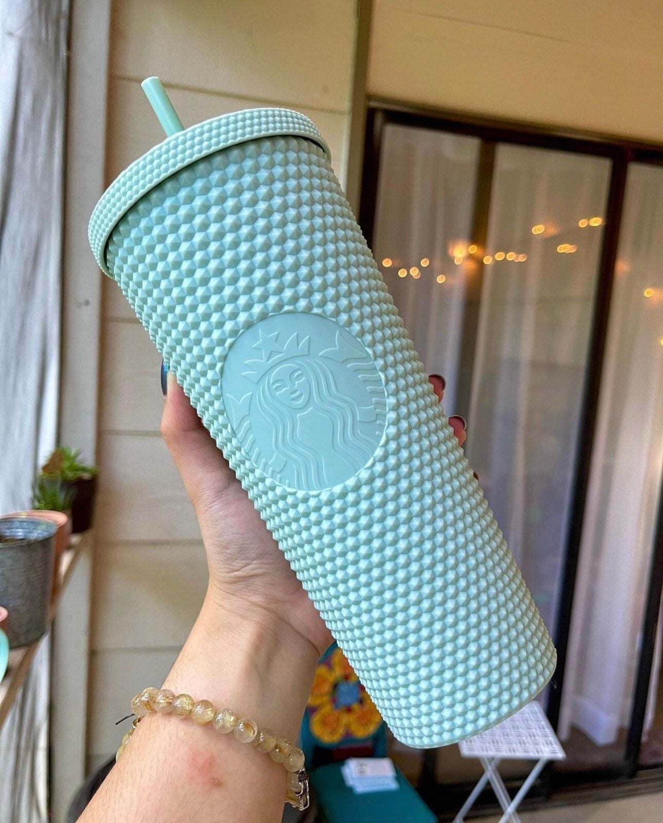 Starbucks US 2021 Matte Mint Green Studded Bling Venti Tumbler 24oz