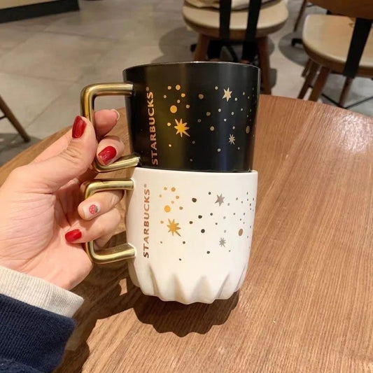 Starbucks Cherish Starry Sky Christmas Gift Large-capacity Ceramic Coffee Mug 2 Set