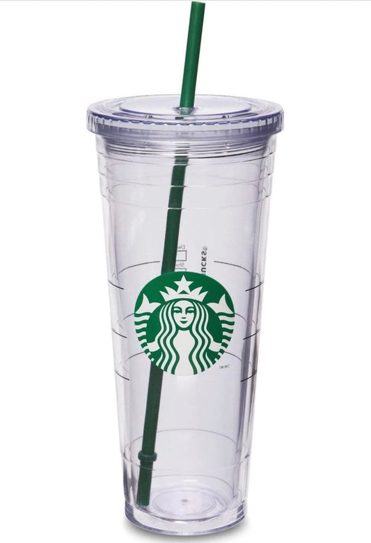 24oz Starbucks Clear Lid Double Wall Tumbler Authentic