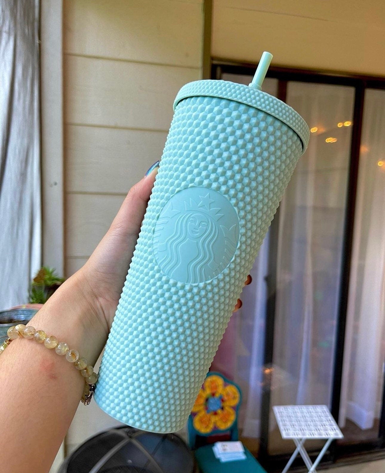 Starbucks US 2021 Matte Mint Green Studded Bling Venti Tumbler 24oz