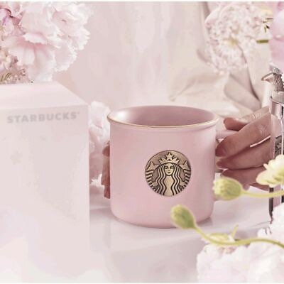 NEW Starbucks Pink Retro Bronze Seal Ceramic Cup Coffee Mug Office Cup 355ml