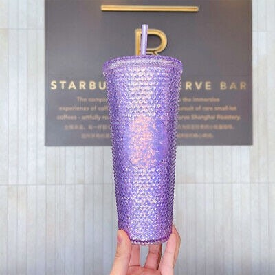 Starbucks Purple Starry Summer Night Plastic Studded Tumbler 2021 Release